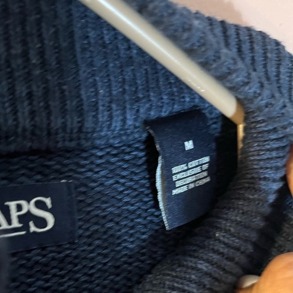 Chaps Navy Cream Preppy Y2K old money Sweater 2 spots review pics carefully Med - Picture 3 of 11